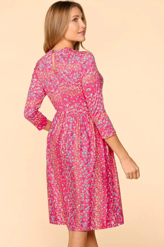 Image of Haptics Round Neck Floral Dress with Pockets | Queeble.shop