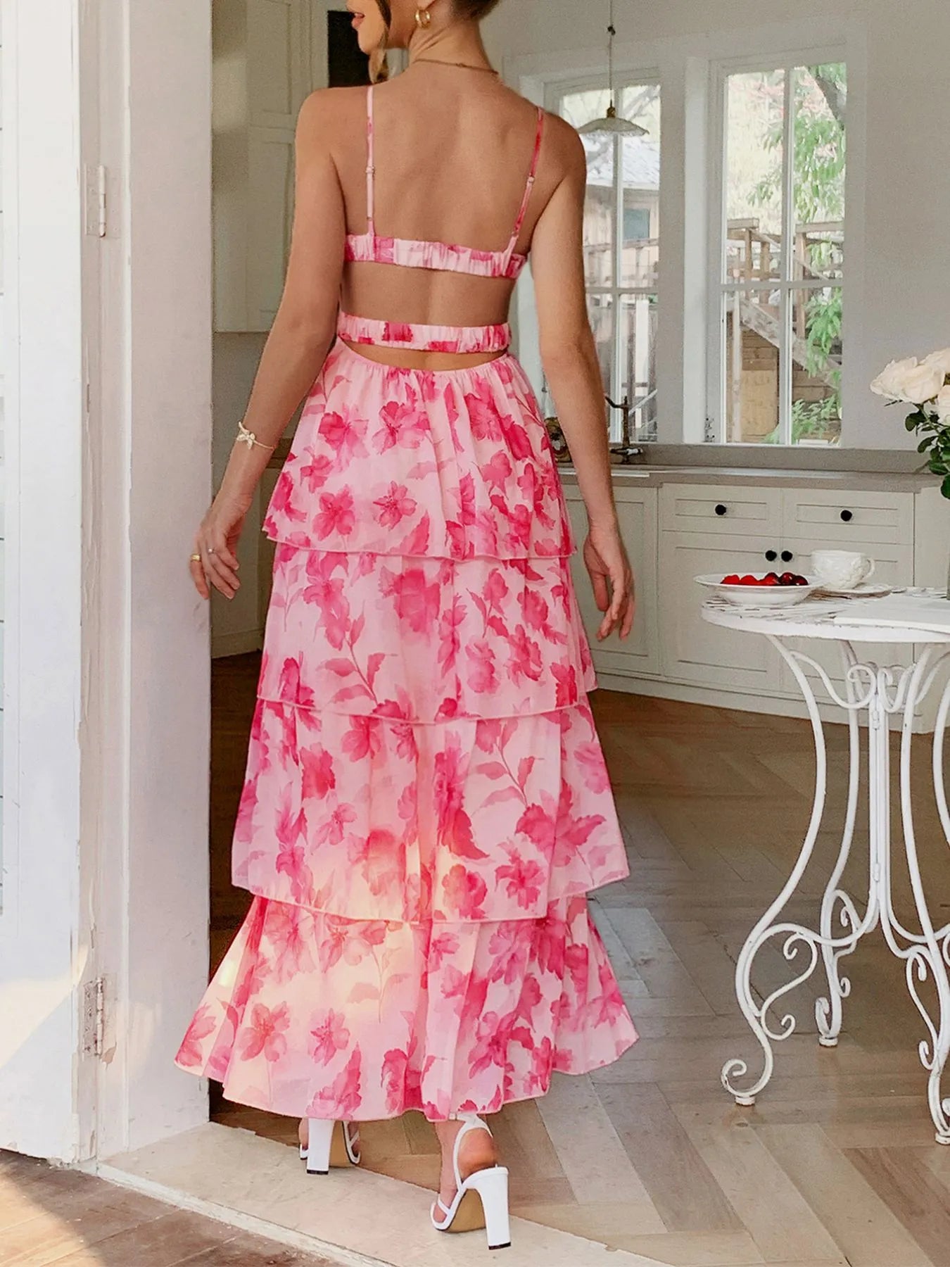 Image of Floral Print Layered Maxi Cami Dress | Queeble.shop