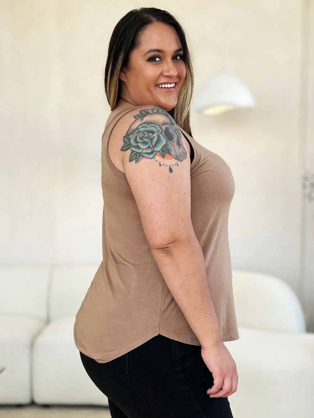Image of Basic Bae Full Size Round Neck Curved Hem Tank | Queeble.shop