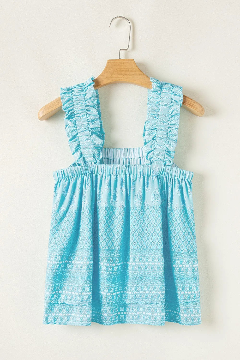 Image of Printed Ruffled Wide Straps Tank | Queeble.shop