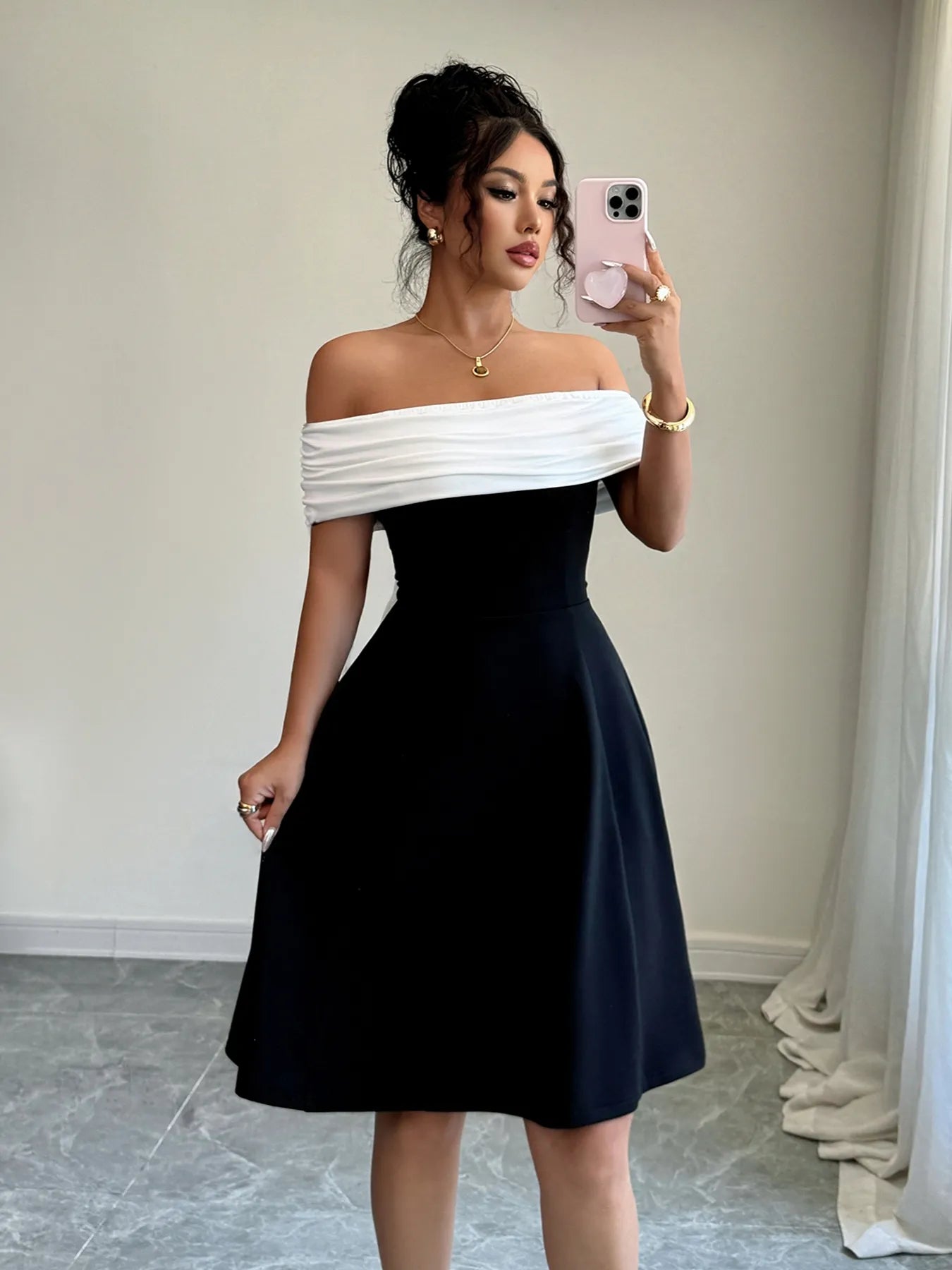 Image of Bow Back Off Shoulder Dress | Queeble.shop