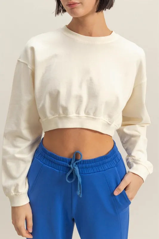Image of HYFVE Crew Neck Long Sleeve Crop Sweatshirt | Queeble.shop