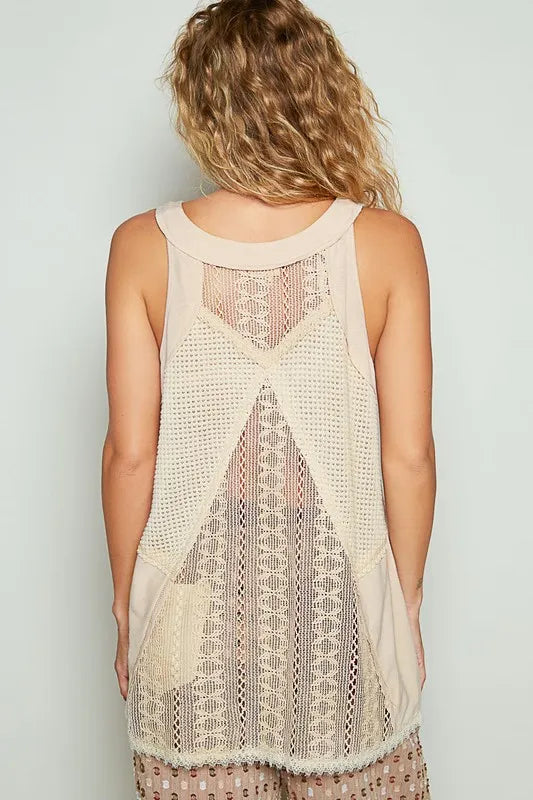 Image of POL Lace Up Crochet Lace Tank | Queeble.shop