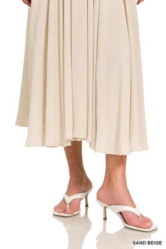 Image of Zenana Woven Crinkle Gauze Crop Tee and Skirt Set | Queeble.shop