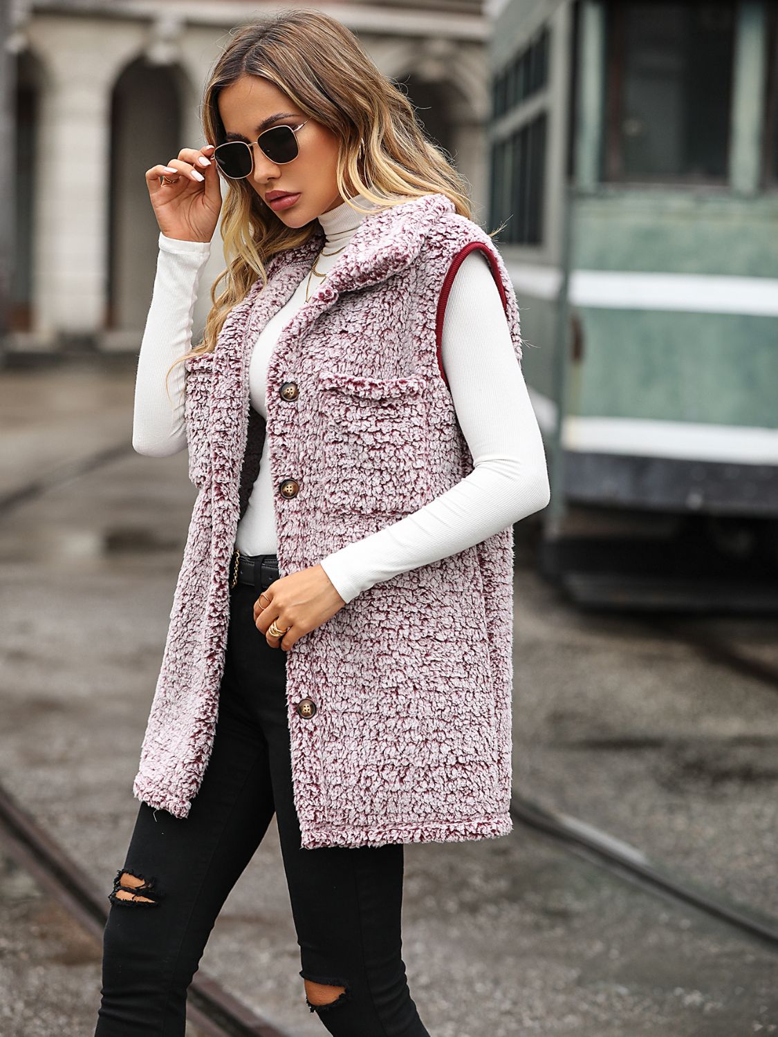 Image of Full Size Button Down Collared Neck Vest | Queeble.shop