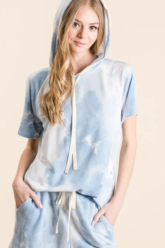 Image of BiBi Tie Dye French Terry Hoodie Top and Bottom Set | Queeble.shop