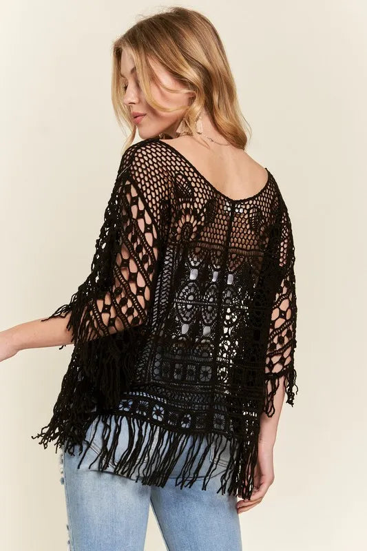 Image of ADORA Fringe Hem Crochet Top | Queeble.shop