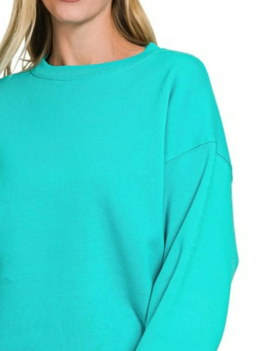 Image of Zenana Fleece Crewneck Long Sleeve Sweatshirt | Queeble.shop