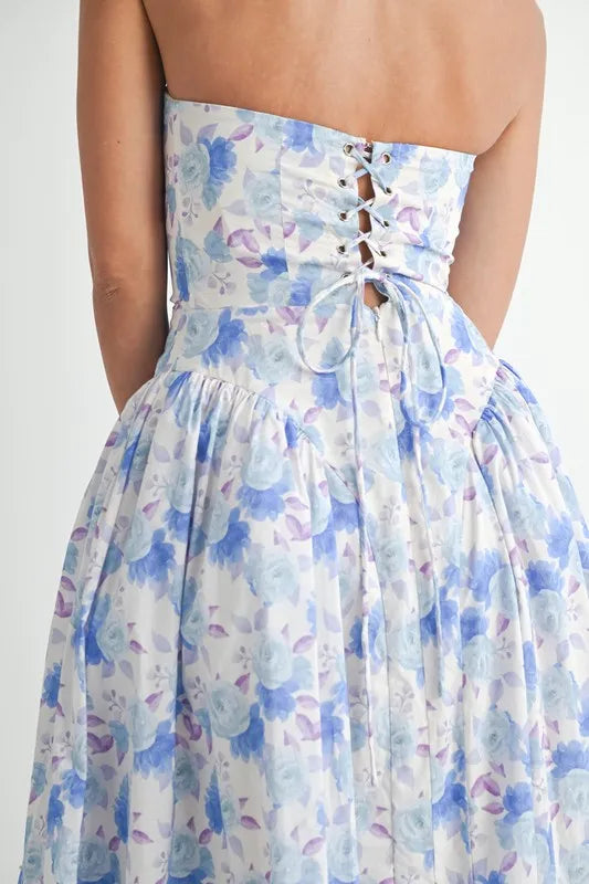 Image of MABLE Sweetheart Neckline Floral Printed Midi Dress | Queeble.shop