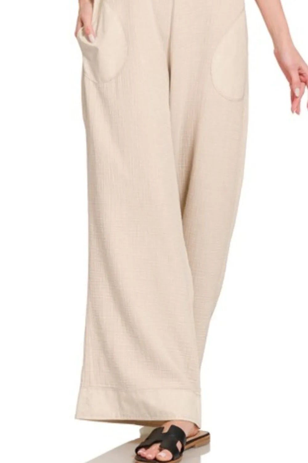 Image of Zenana Double Gauze Washed Wide Leg Overalls | Queeble.shop