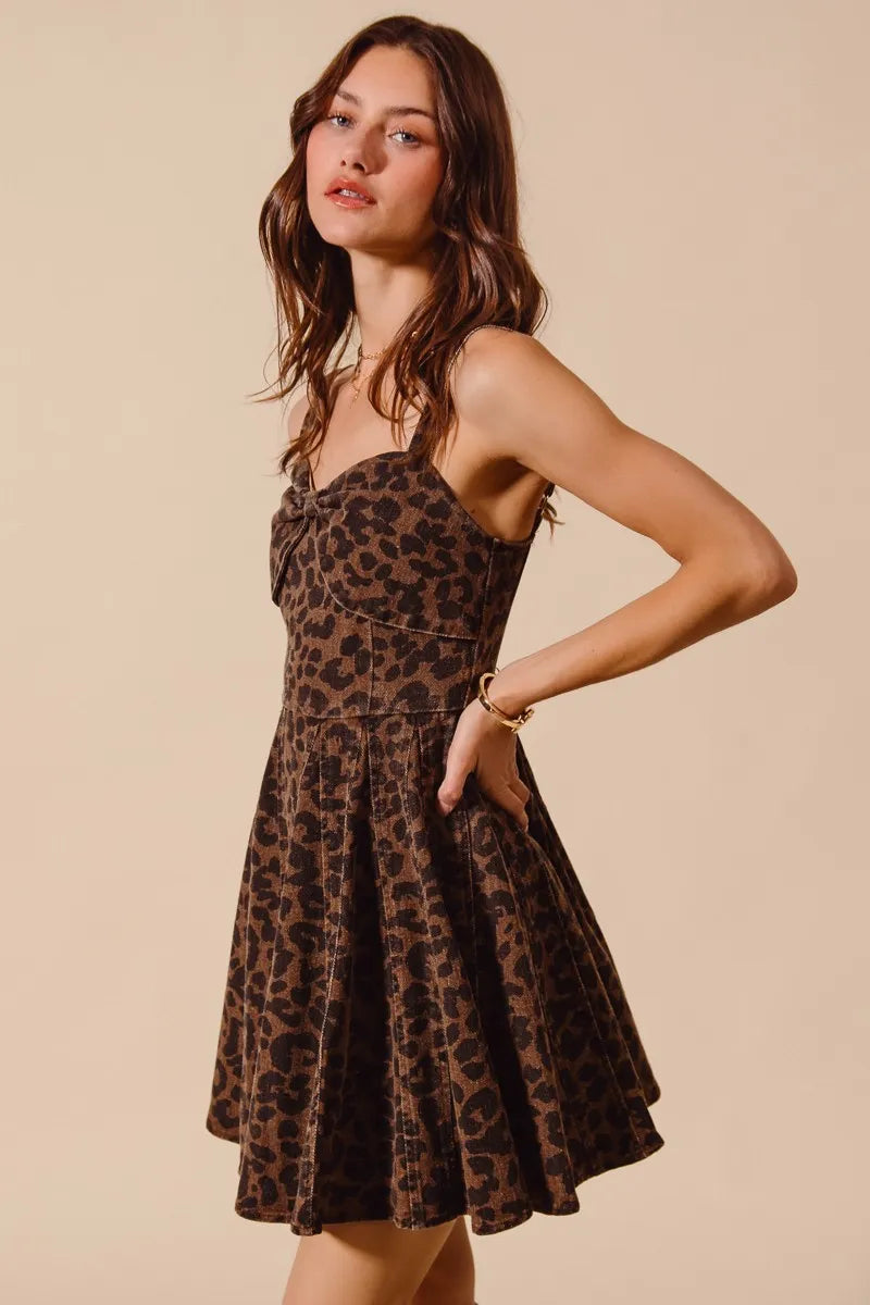 Image of SO ME Mineral Washed Leopard Flare Cami Dress | Queeble.shop