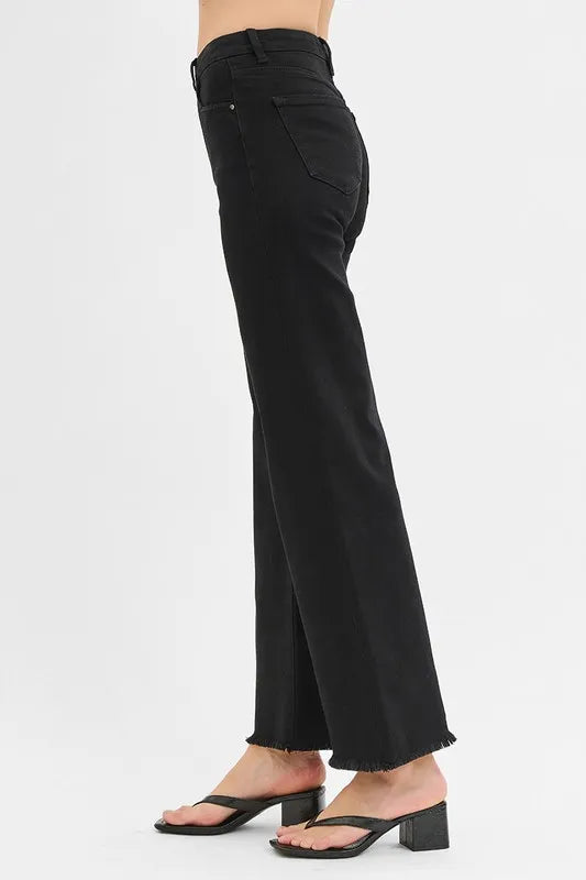 Image of RISEN Full Size Tummy Control High Rise Wide Jeans Plus Size | Queeble.shop