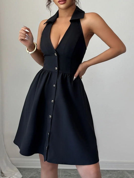Image of Halter Neck Sleeveless Mini Dress | Queeble.shop