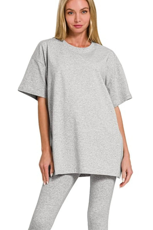 Image of Zenana Cotton Round Neck Top & Legging Set | Queeble.shop
