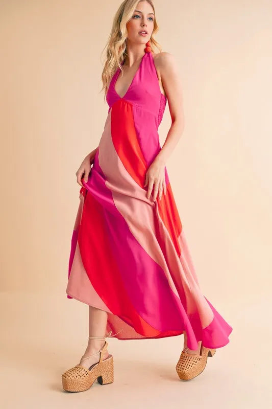 Image of Aemi+Co Color Block Sleeveless Maxi Dress | Queeble.shop