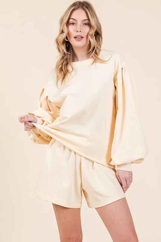 Image of Lime 'N' Chili French Terry Sweatshirt and Shorts Set | Queeble.shop