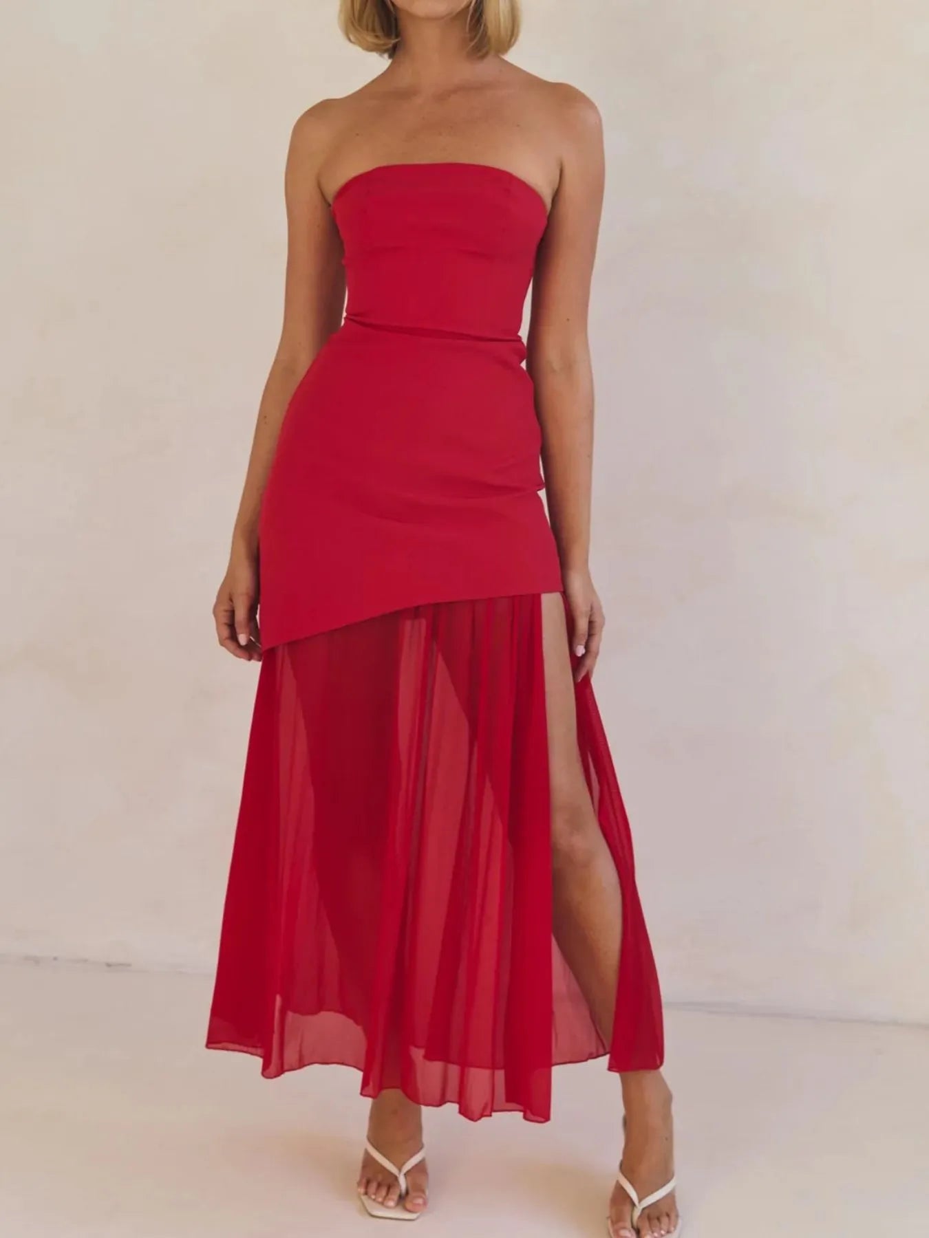 Image of Layered Slit Tube Maxi Dress | Queeble.shop