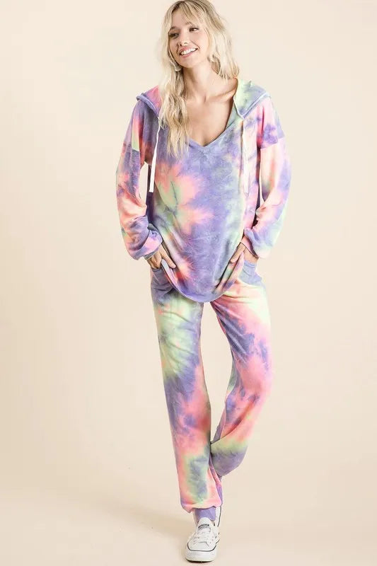 Image of BiBi Tie Dye French Terry Top and Bottom Set | Queeble.shop
