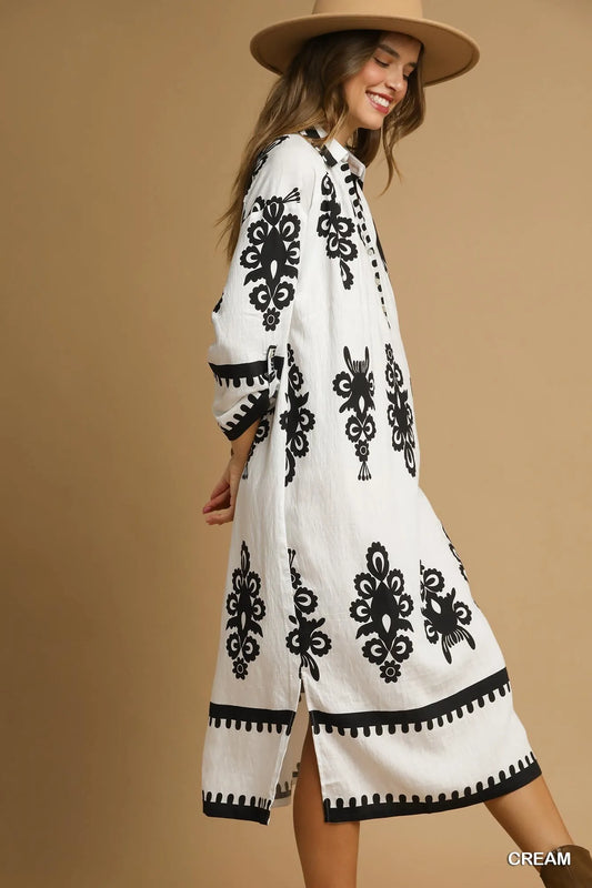 Image of Umgee Abstract Print Midi Dress | Queeble.shop