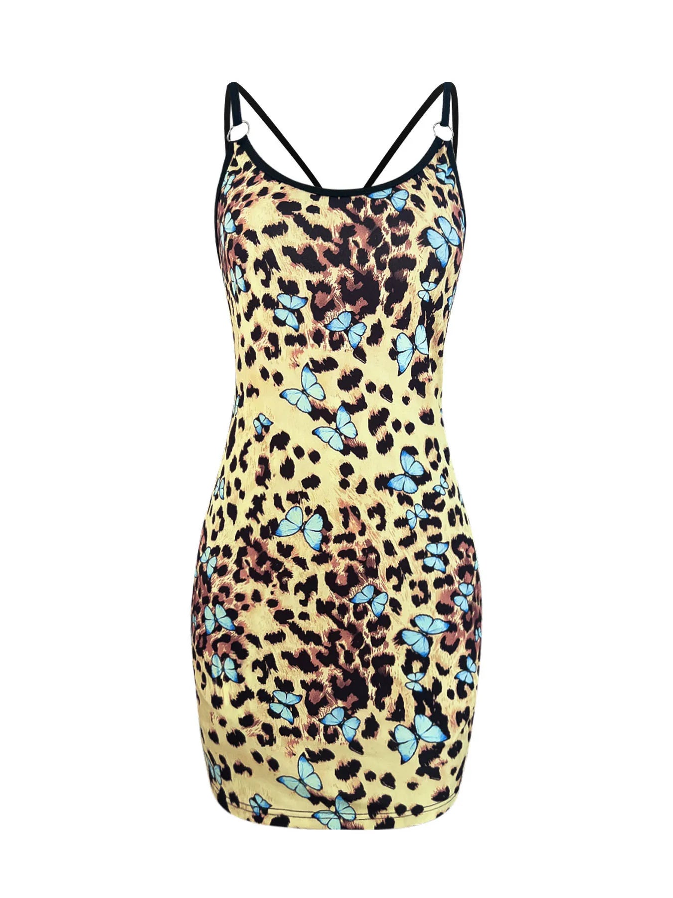 Image of Leopard Print Butterfly Mini Cami Dress | Queeble.shop