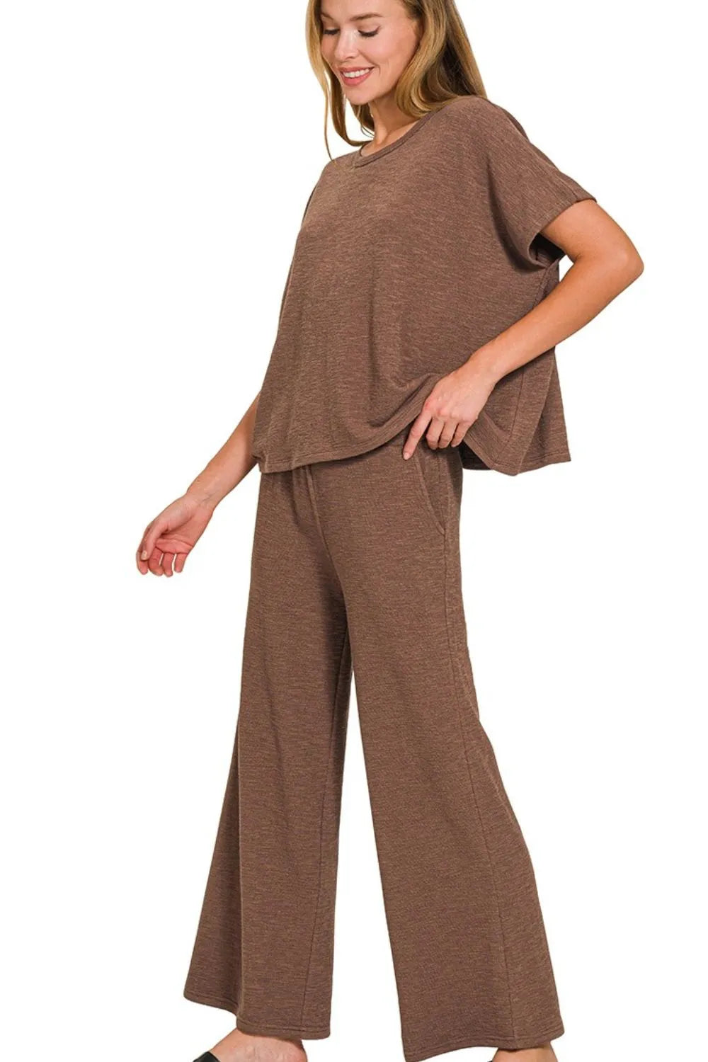 Image of Zenana Cotton Slub Top & Pants Set | Queeble.shop