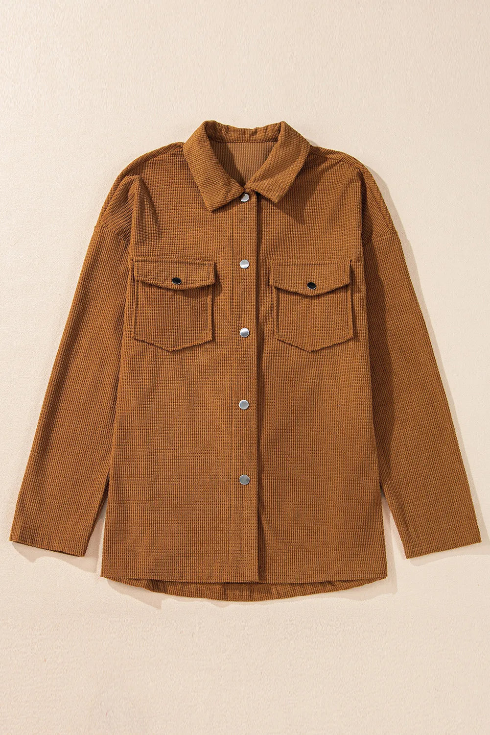 Image of Pocketed Snap Down Long Sleeve Jacket | Queeble.shop