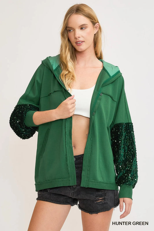Image of Umgee Sequined French Terry Jacket | Queeble.shop