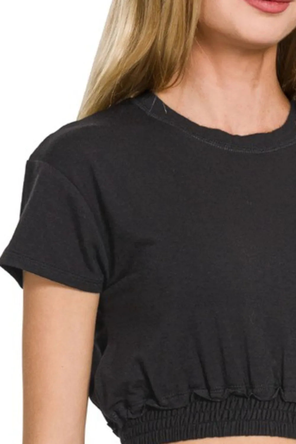 Image of Zenana Elastic Hem Crop Top | Queeble.shop