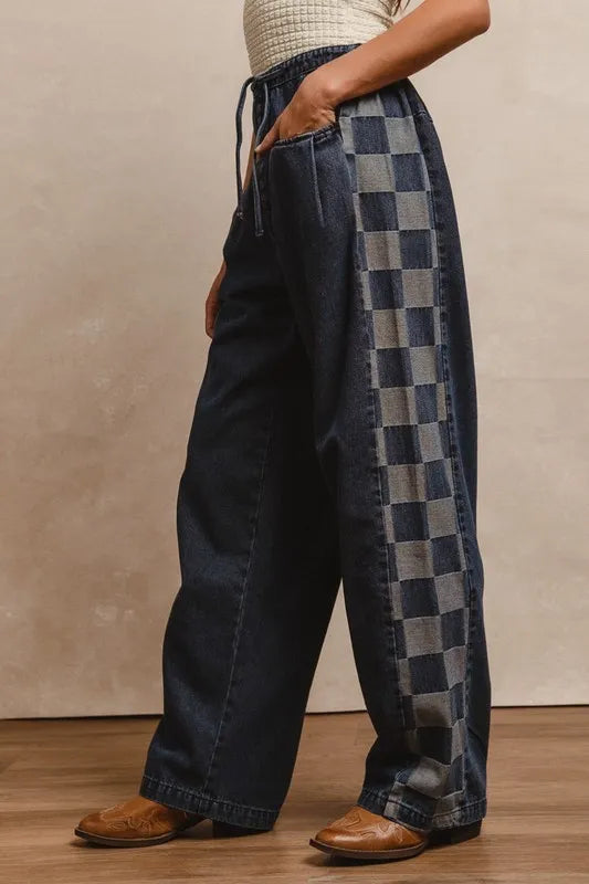 Image of BiBi Washed Denim Mix And Match Long Pants | Queeble.shop