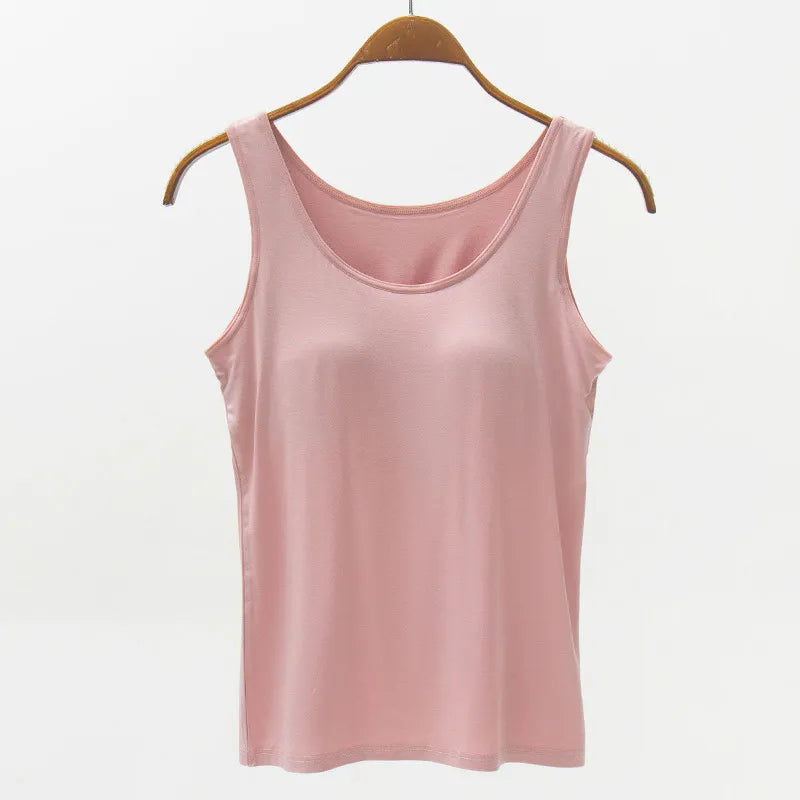 Image of Full Size Wide Strap Modal Tank with Bra | Queeble.shop