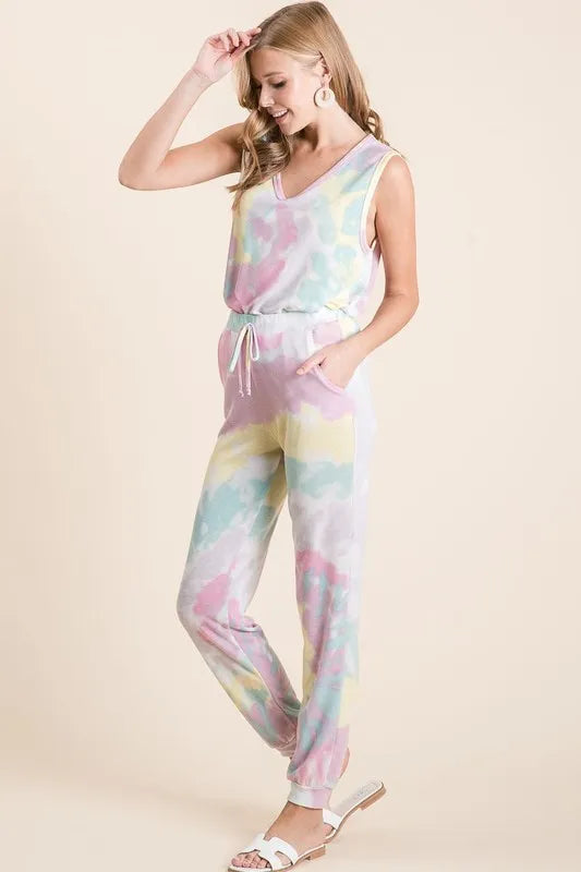 Image of BiBi Tie Dye French Terry Casual Pants | Queeble.shop