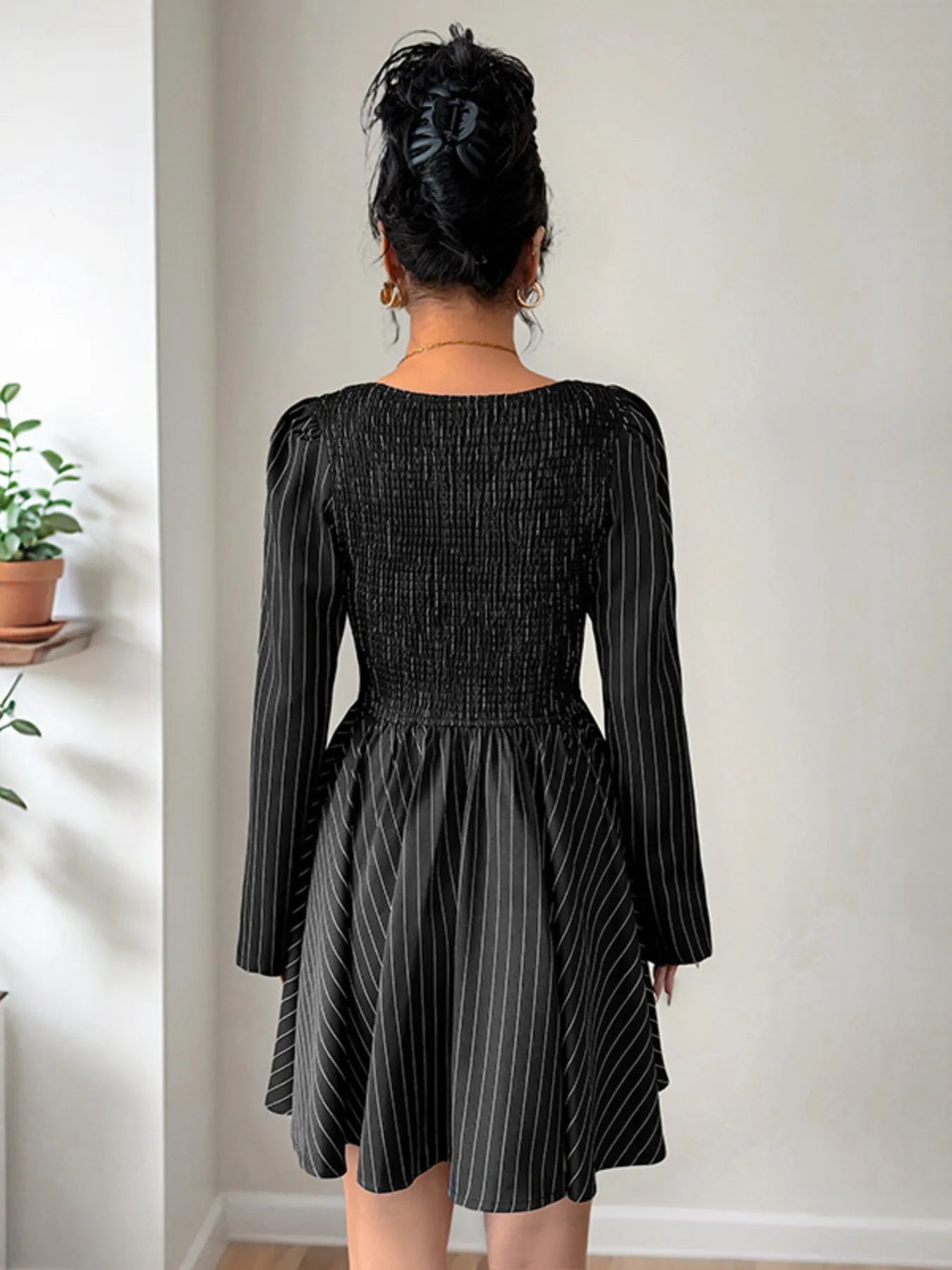 Image of Striped Long Sleeve Mini Dress | Queeble.shop