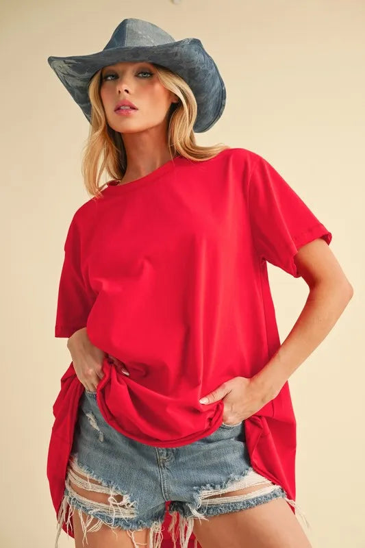 Image of Aemi+Co Round Neck Short Sleeve Oversized T-Shirt | Queeble.shop