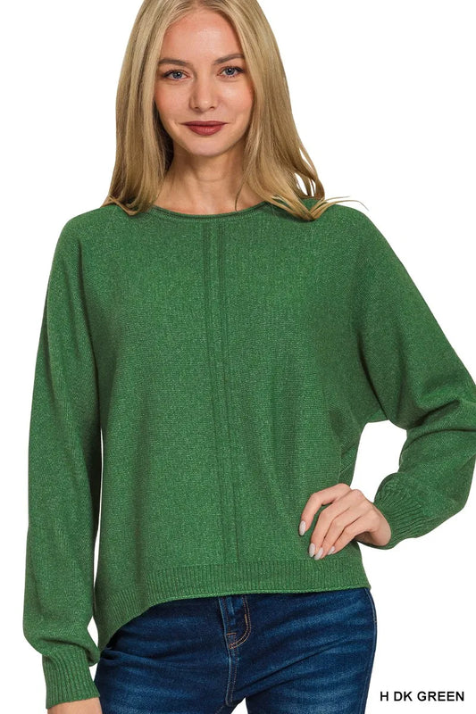 Image of Zenana Viscose Front Seam Round-Neck Sweater | Queeble.shop