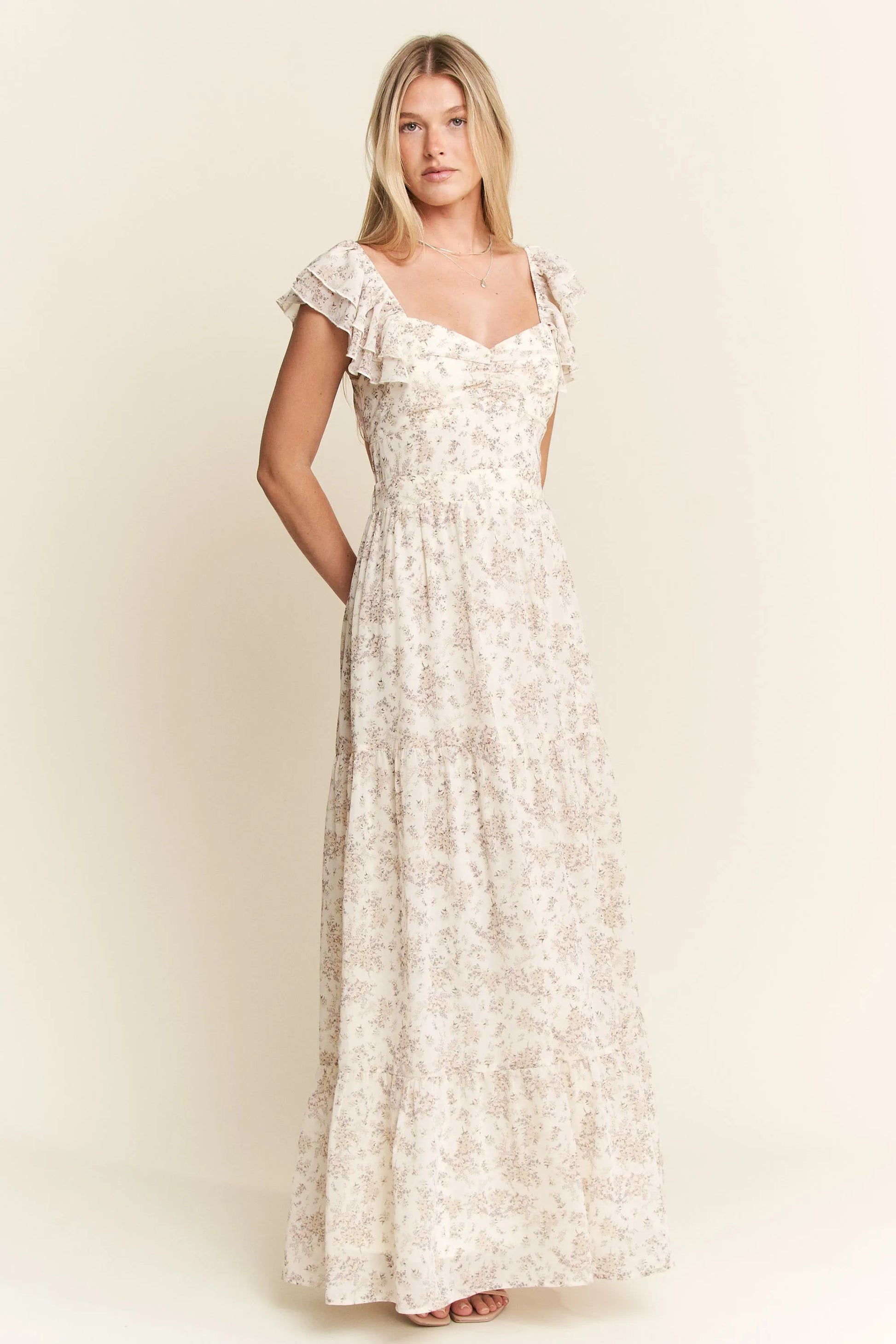 Image of Jade By Jane Full Size Ruffle Sleeve Tiered Maxi Dress Plus Size | Queeble.shop