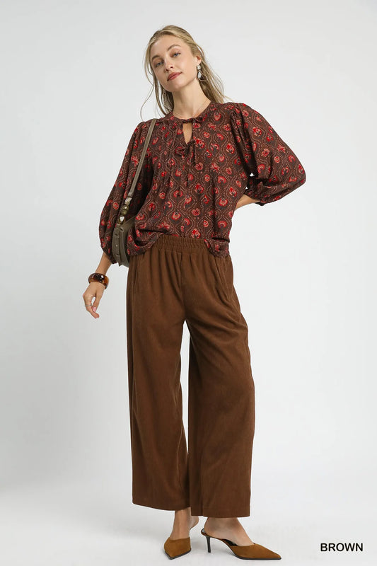 Image of Umgee Wide-Leg Corduroy Pants | Queeble.shop