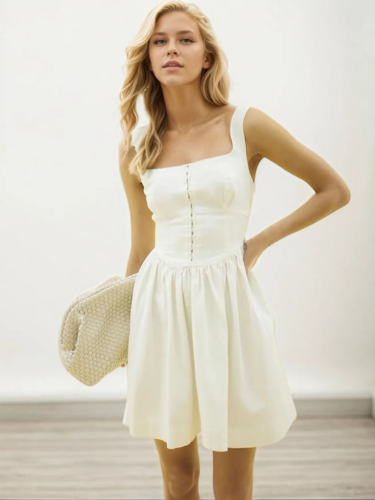 Image of Square Neck Wide Strap Mini Dress | Queeble.shop