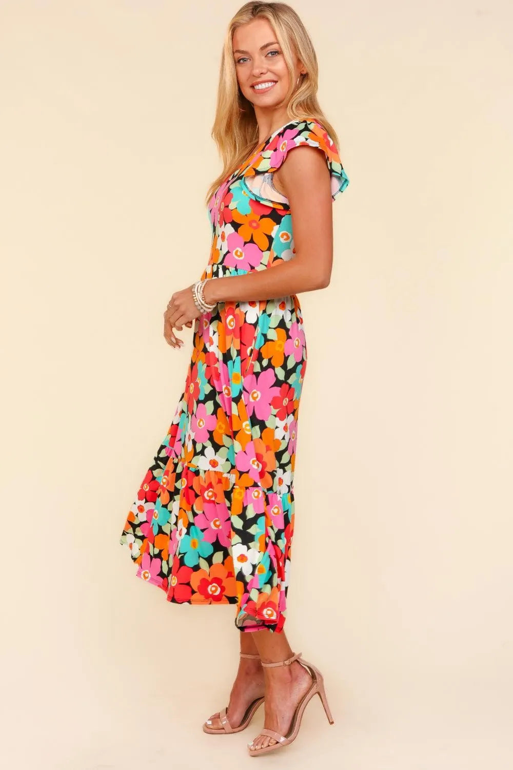 Image of Haptics Floral Midi Dress with Side Pockets | Queeble.shop