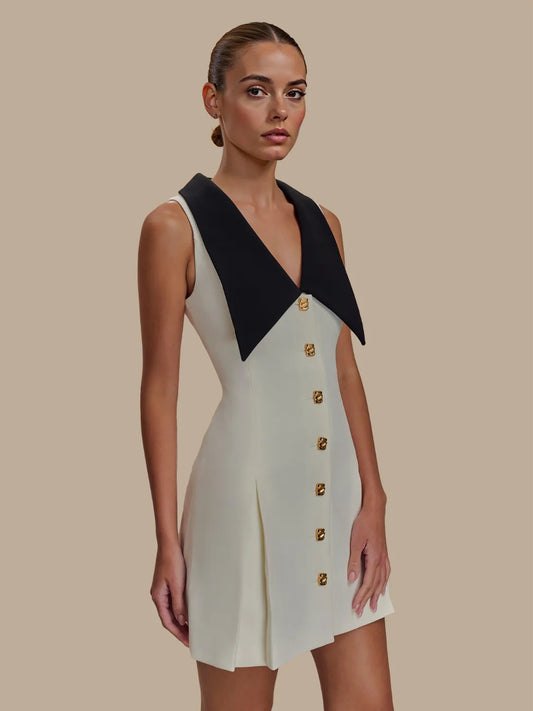 Image of Button Front Sleeveless Mini Dress | Queeble.shop