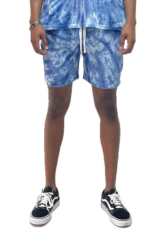 Image of WEIV Men's Full Size Cyclone Pinwheel Tie-dyed Sweat Shorts Plus Size | Queeble.shop