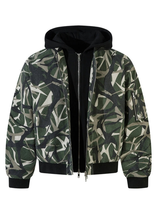 Image of Men's Printed Zip Up Long Sleeve Jacket | Queeble.shop