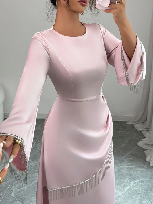 Image of Fringe Long Sleeve Bodycon Maxi Dress | Queeble.shop