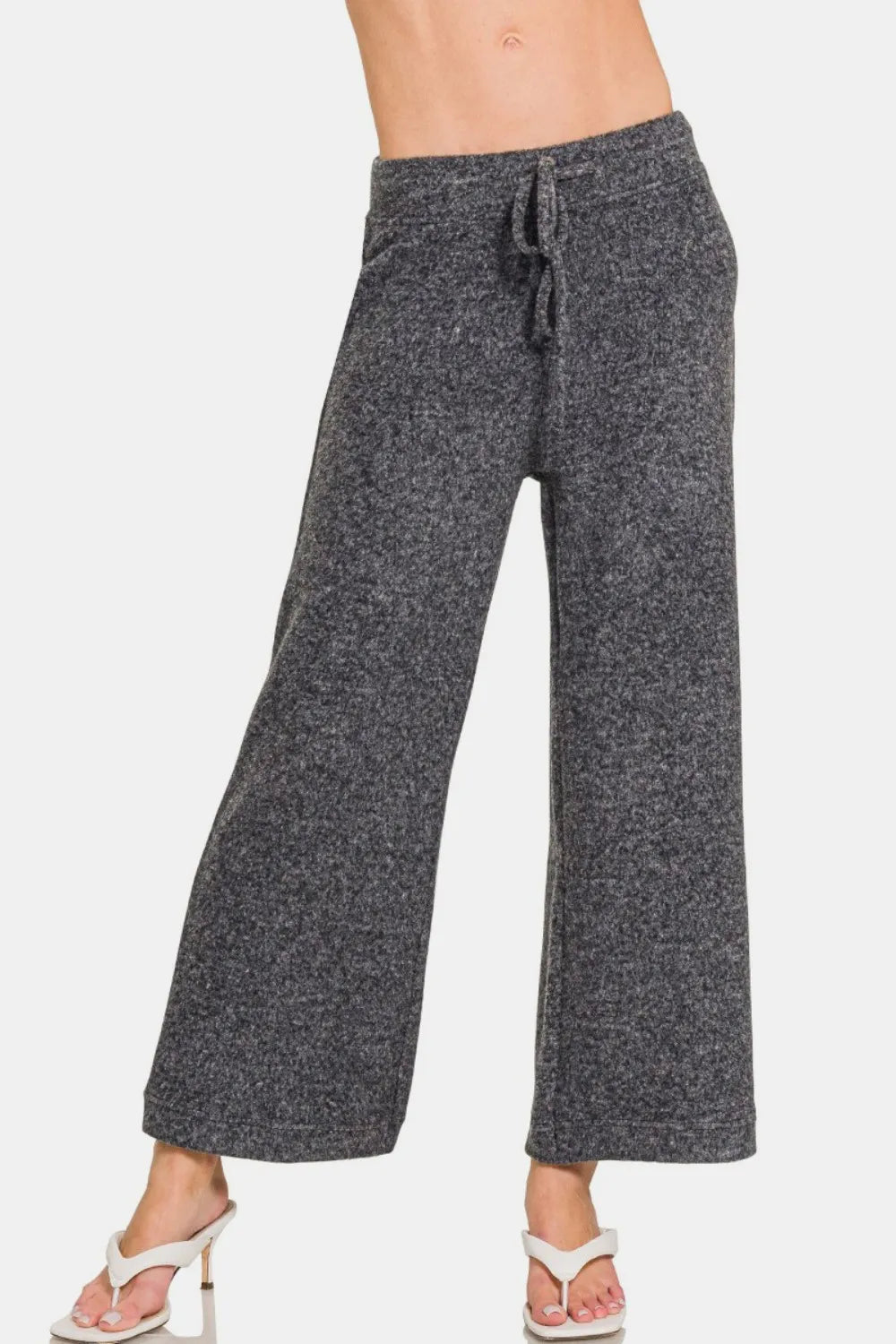 Image of Zenana Drawstring Hacci Cropped Pants | Queeble.shop