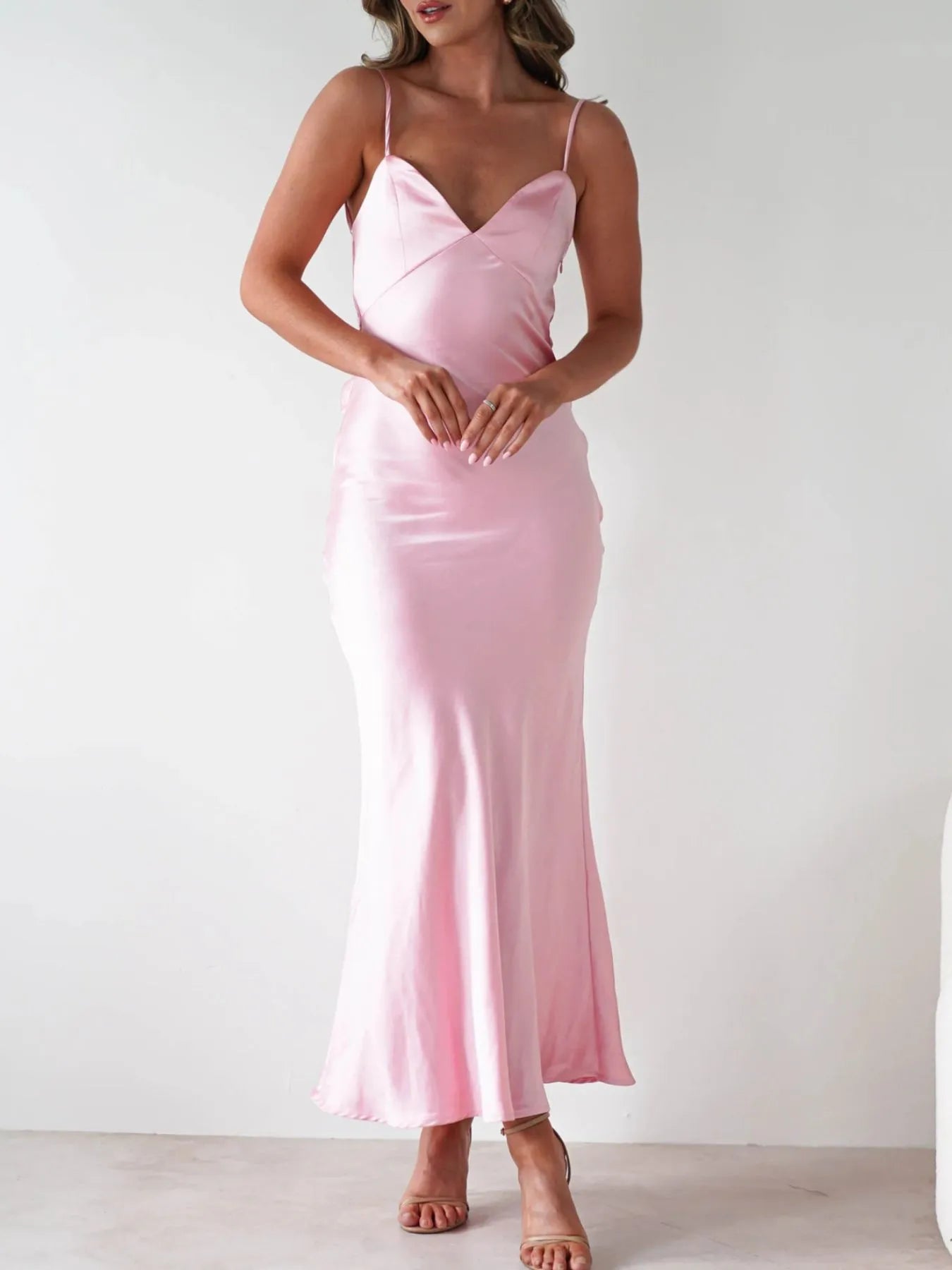 Image of Satin Backless Cami Dress | Queeble.shop