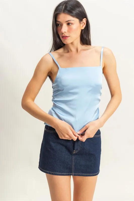 Image of HYFVE Satin Back Tie Detail Cami | Queeble.shop