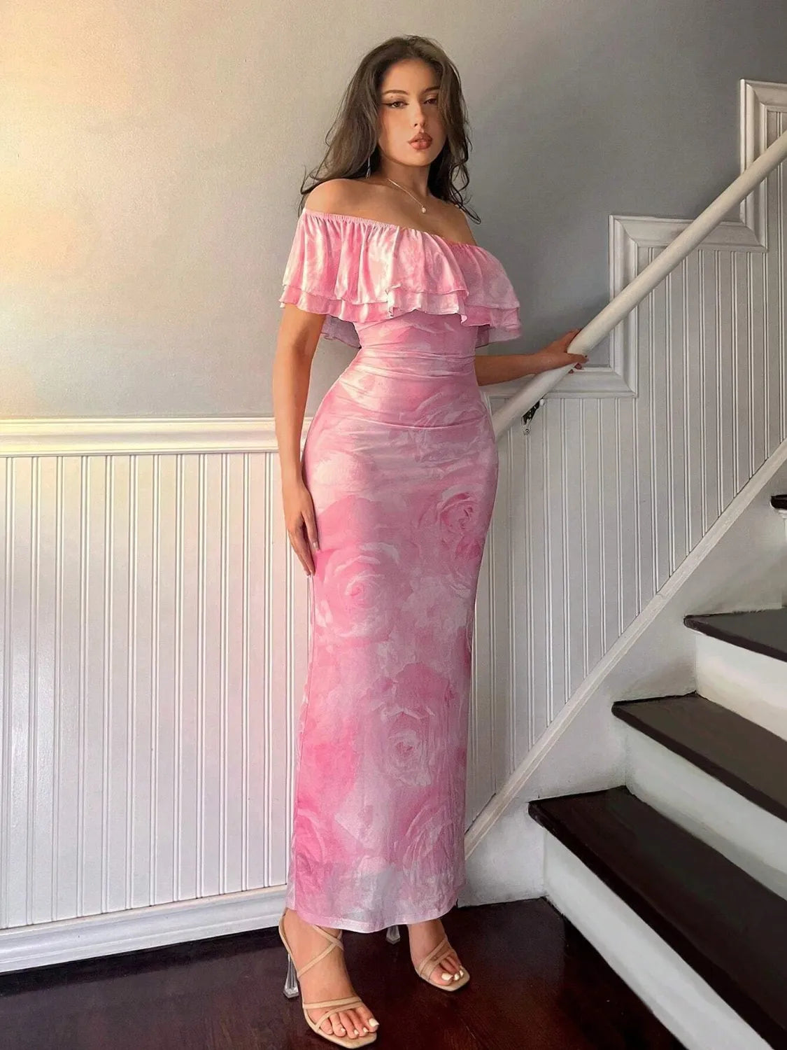 Image of Layered Ruffled Off-Shoulder Dress | Queeble.shop