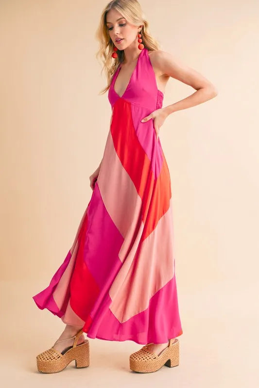 Image of Aemi+Co Color Block Sleeveless Maxi Dress | Queeble.shop