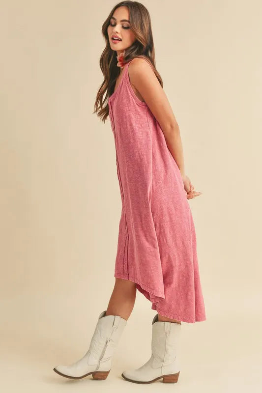 Image of Aemi + Co High-Low Hem Scoop Neck Midi Tank Dress | Queeble.shop