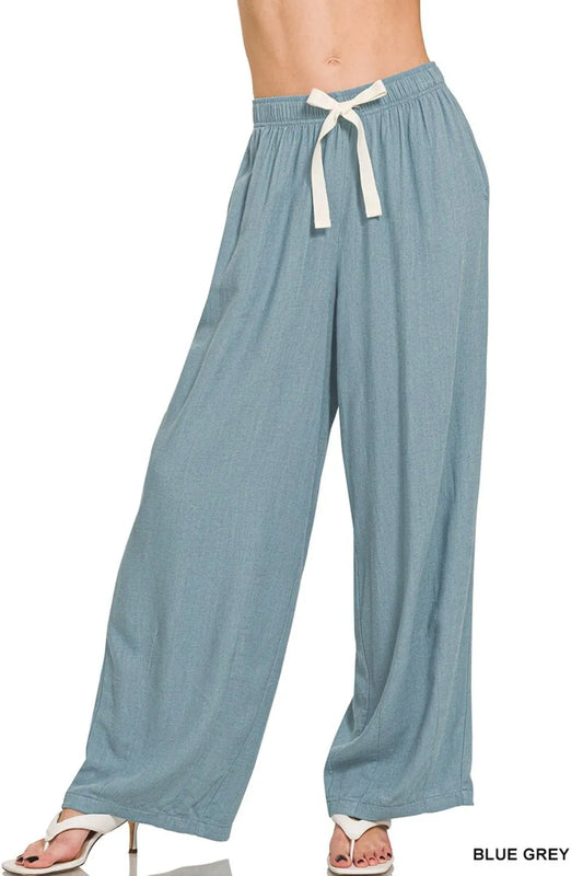 Image of Zenana Linen Drawstring Pants | Queeble.shop