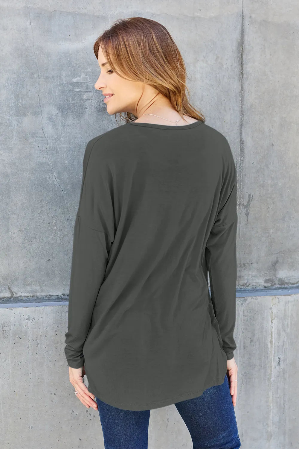 Image of Basic Bae Full Size Round Neck Dropped Shoulder T-Shirt | Queeble.shop